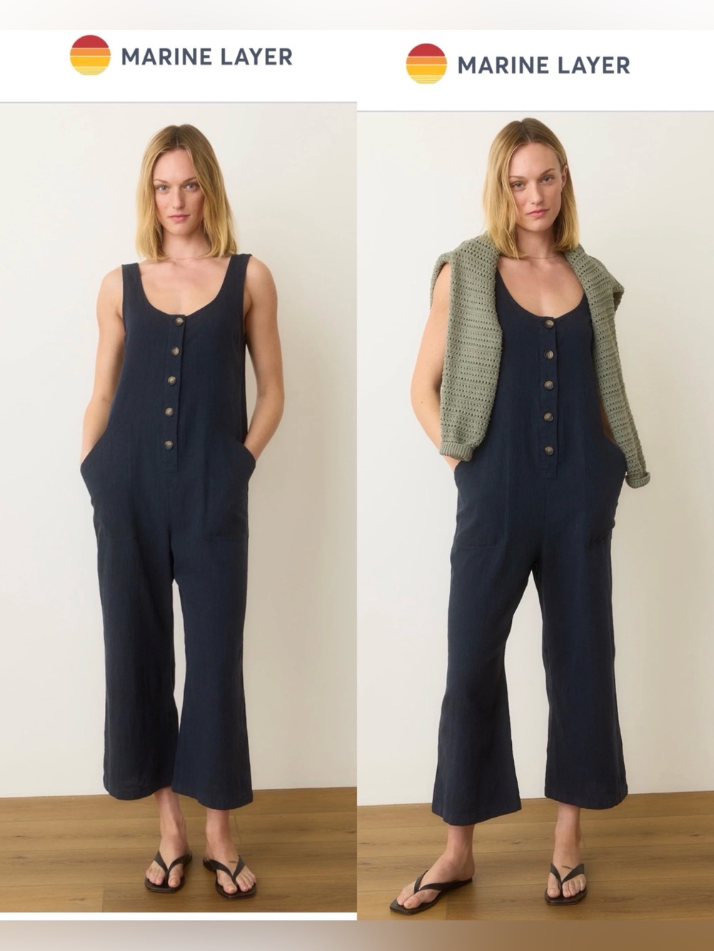 Marine Layer Sydney Beach Jumpsuit India Ink , size M